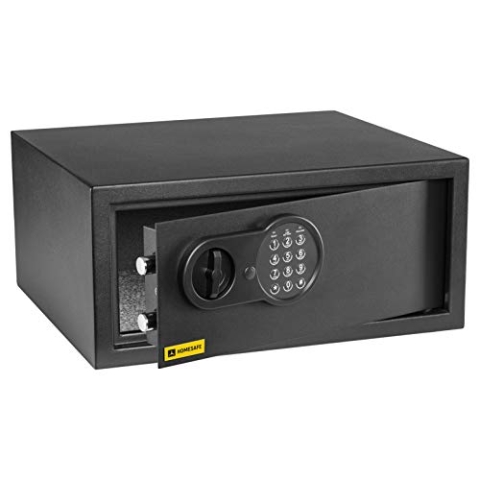 HomeSafe HV24E Möbeltresor mit Elektronikschloss, 20x44x38cm (HxBxT), Digitaler Tresor für Zuhause, Safe Box mit Schloss, Schranksafe, Geldsafe, Schmuck oder als Dokumentensafe, Laptop-Safe