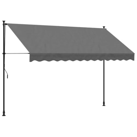 vidaXL Markise, Klemmmarkise Einziehbar, Sonnenmarkise für Balkon Garten Terrasse, Balkonmarkise Einstellbare Höhe, Anthrazit 300x150cm Stoff Stahl
