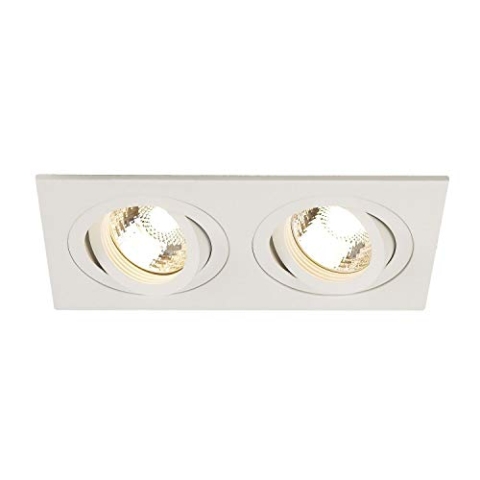 SLV NEW TRIA 155 | LED Deckeneinbaustrahler, Einbauleuchte, Deckenstrahler, dreh- und schwenkbare Deckeneinbauleuchte, Indoor | zweiflammig, GU10, weiß, je. max. 50W, inkl. Clipfedern