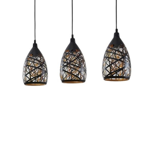 Lindby Esstisch Pendelleuchte, Hängeleuchte Metall schwarz-gold Hängelampe 3x E27 max. 60W ohne Leuchtmittel Wohnzimmer Esszimmer Pendellampe