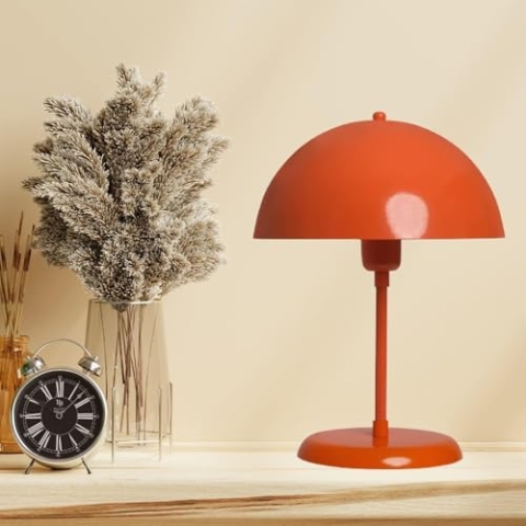 bamyum lipeo pilz lampe Orange, Tischleuchte Pilz mit Kabel Orange, Pilz Lampe Metall Ø26cm, Retro Tischleuchte, Nachttischlampe, Tischlampe Orange Retro, Table Lamp, Pilzlampen Wohnzimmer