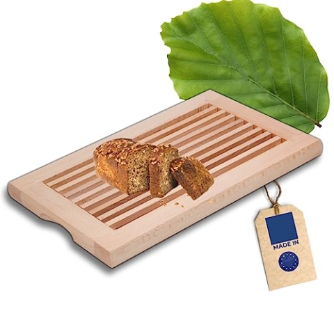 HOFMEISTER® Brotschneidebrett Holz, 40 cm, herausnehmbarere Auffangschale, aus Europa, Schneideunterlage mit Krümelgitter, Buche, stabiles Schneiden, Schneidbrett mit Schublade