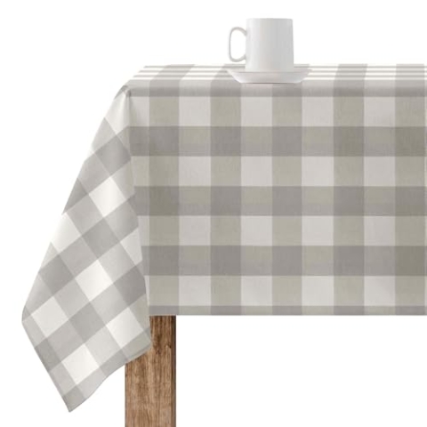 Belum Tischdecke aus Kunstharz, schmutzabweisend, 550-10, karierte Tischdecke Vichy, Größe: 250 x 155 cm, schmutzabweisend, kein Wachstuch, Tischdecke Vichy Grau, Tischdecke Stoff, 100% Bio-Baumwolle