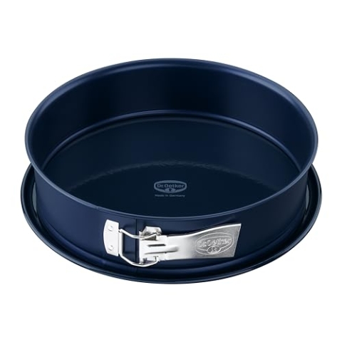 Dr. Oetker Springform Ø 28 cm Back-Liebe Emaille – Runde Backform mit schnitt- & kratzfestem Emaille-Boden – 28er Kuchenbackform mit extra hohem Rand in Dunkelblau