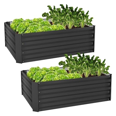 ML-Design 2er Set Hochbeet aus Metall für Garten, 90x60x30 cm, 150 Liter, Anthrazit, wetterfest, rostfrei, Outdoor, Pflanzbeet Pflanzkasten Blumenkasten Gartenbeet Gemüsebeet Frühbeet Kräuterbeet