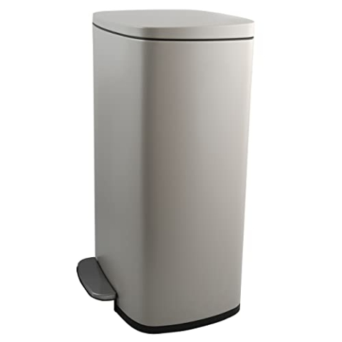 Spirella Mülleimer, Abfalleimer, Treteimer für die Küche, 50 Liter, Softclose, Inneneimer aus Kunststoff, mit Fußpedal Taupe