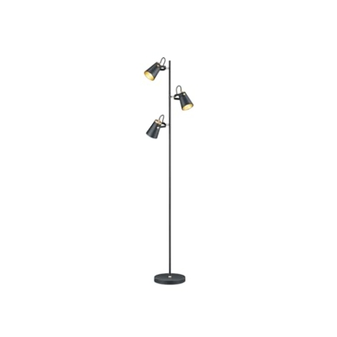 Trio Leuchten Stehleuchte Edward 408800332, Metall Schwarz matt/goldfarbig, exkl. 3x E14