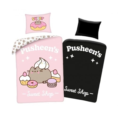 Pusheen Bettwäsche-Set, leuchtet im Dunkeln, 140 x 200 cm, 100 % Baumwolle