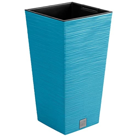 Skandinavisches blaues Pflanzgefäß mit Behälter, Kollektion FURU, 39,5 x 39,5 x 75,5 cm, Inhalt 37 L.