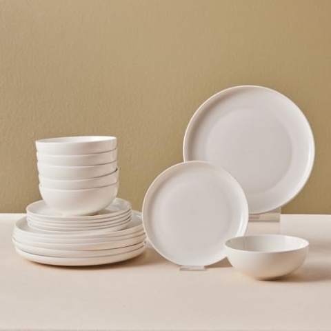 Karaca Streamline Selene 24-teiliges Bone China Geschirrset für 6 Personen | Premium Porzellan | Elegantes & Zeitloses Design | Hochwertiges Tafelservice in Weiß (Remi)