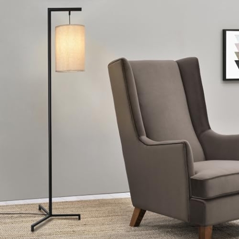 lux.pro Stehlampe Skaun Wohnzimmerlampe Stehleuchte mit Lampenschirm aus Textil Beige Standleuchte E27 Lampe stehend 161 cm hoch Metallgestell