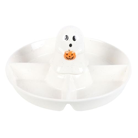Something Different Wholesale Ghost Chip and Dip Snackschale: Ghoulishly Adorable Halloween Party Decor with Pumpkin Accent - Dual Functionality, Durable & Easy to Clean - Sure to Delight Guests!