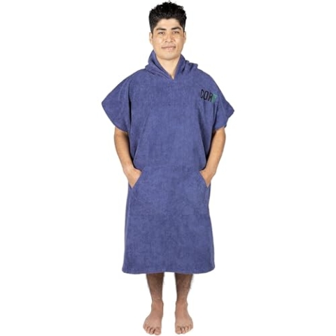 COR Surf Handtuch Poncho für Erwachsene - Weicher, schnell trocknender Bade Poncho aus Mikrofaser, Kapuzenhandtuch mit Taschen, leicht und farbecht, erhältlich in verschiedenen Farben, Kobaltblau, M