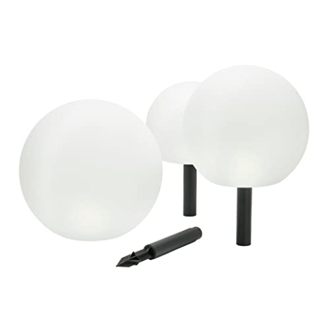 Lindby 3er Set LED Solarkugel aussen 20 cm, 25 30cm mit Erdspieß Solarlampe Leuchtmittel Solarleuchte Garten Gartenleuchte solar IP44 Tageslicht (6.500K)
