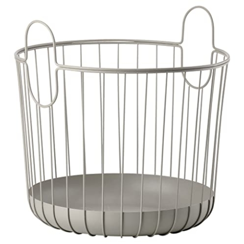 Zone Denmark Inu Korb mit Griffen aus Metall, Aufbewahrungskorb, Handtuchkorb, Gästehandtuchkorb, Deckenkorb, Rund, Durchm. 40,6 cm, Höhe 41,1 cm, Taupe (Braun)