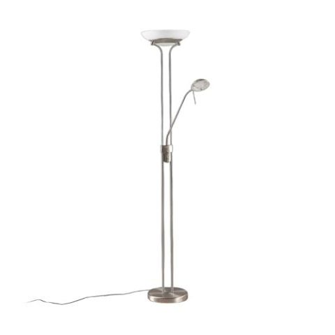 Lindby LED Stehlampe 'Yveta' dimmbar (Modern) in Alu aus Metall u.a. für Wohnzimmer & Esszimmer (1 flammig,) - Wohnzimmerlampe, Stehleuchte, Floor Lamp, Deckenfluter, Standleuchte, Wohnzimmerlampe