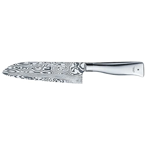 WMF Grand Gourmet Damastmesser, Santoku Messer 32 cm, Made in Germany, Damaststahl 120-lagig, Performance Cut, Klinge 18 cm