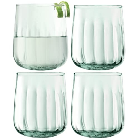 LSA Mia Trinkglas, 410 ml, recycelt, Teil Optik, 4 Stück, recycelte Glaswaren, MZ36