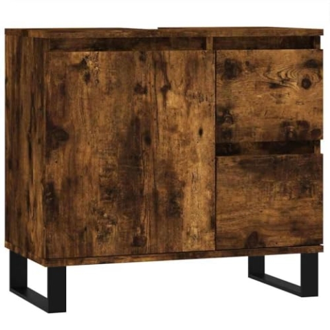 vidaXL Badschrank Räuchereiche 65x33x60 cm Holzwerkstoff
