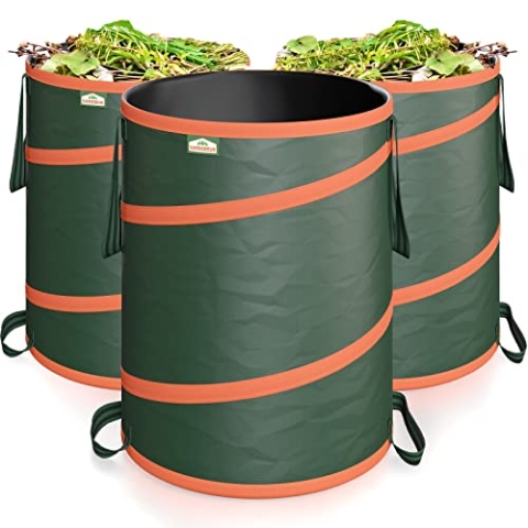 GARDEBRUK® Gartenabfallsack 3x165 Liter 30 kg Belastbarkeit stabil robust abwaschbar Garten Pop up Rasensack Laubsack