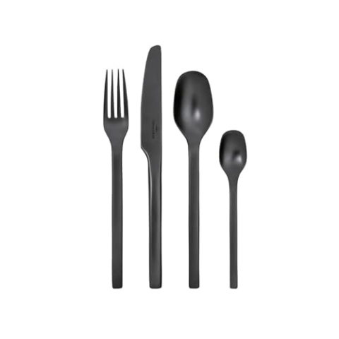 Villeroy & Boch Manufacture Cutlery Tafelbesteck für bis zu 4 Personen, 16-teilig, Edelstahl, Schwarz, 12-6556-9040