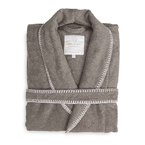 Heckett Lane Bademantel 60% Baumwolle 40% Bambus Viscose Bamboo XL Taupe