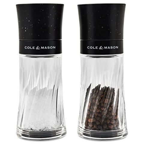 Cole & Mason H312103 Warwick Salz- und Pfeffermühlen-Set, ABS-Kunststoff, 150 mm, Schwarz/Transparent