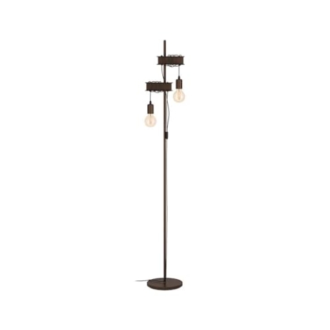 EGLO Stehlampe Townshend 4, 2 flammige Stehleuchte vintage, industrial, Standleuchte aus Metall, Wohnzimmerlampe in Rostoptik, Lampe mit Schalter, E27 Fassung