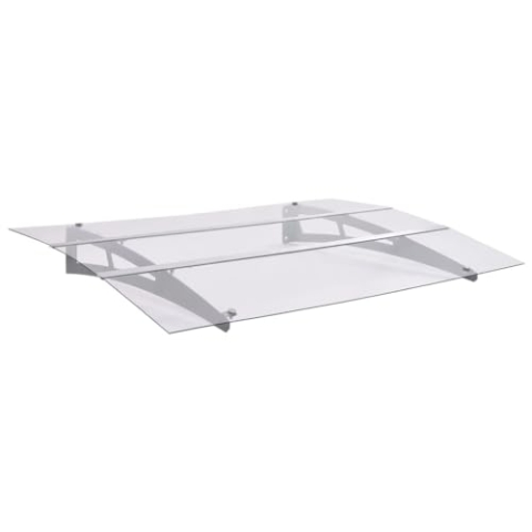 vidaXL Türvordach Silbern und Transparent 150x90 cm PET, Haustürvordach, Terrasse Türvordach, Überdachung, Hintertürvordach, Regenschutz, Pultvordach