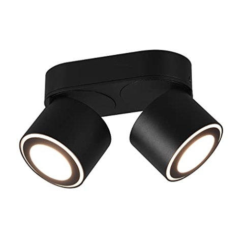 Trio Leuchten LED Deckeneinbau u. Aufbauleuchte Taurus 652910232, Metall Schwarz matt, inkl. 2x 3.5 Watt + 2x 1.5 Watt LED