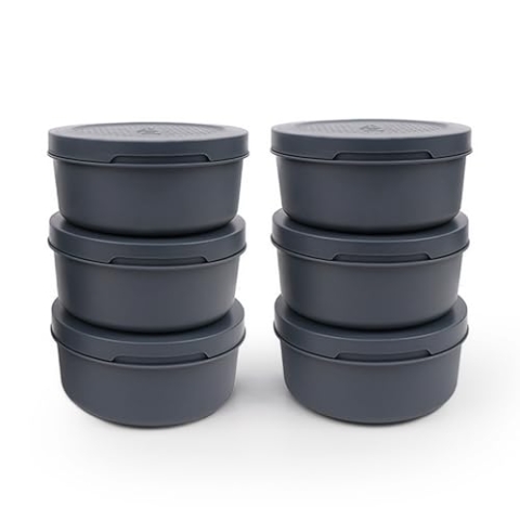 ZiiPa • Set mit 6 Teigdosen Spetina Schiefer • luftdichte Lebensmittelbehälter 250 g für Pizzateig oder Zutaten • stapelbar • Topping Station kompatibel • waschbar • BPA-frei