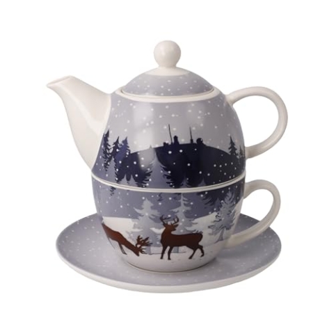 Goebel Tea for One Teetasse mit Teekanne zum Sammeln Winter Woods, 0,35L, 23-102-03-1