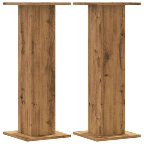 vidaXL Pflanzenständer 2 Stk., Blumenständer Hohle Konstruktion, Dekosäule Podest für Pflanzen Dekoartikel, Blumenhocker Blumensäule, Artisan-Eiche Holzwerkstoff