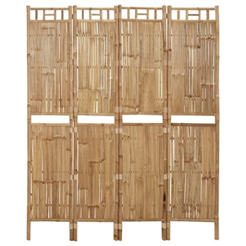 vidaXL Raumteiler 4-TLG. Faltbar Trennwand Stellwand Paravent Spanische Wand Sichtschutz Umkleide Faltwand Raumtrenner Bambus 160x180cm