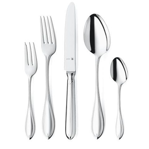 WMF Premiere Edelstahl Besteck Set 6 Personen, Essbesteck Set 30 teilig, Hohlheftmesser, Cromargan protect poliert, kratzbeständig, spülmaschinenfest
