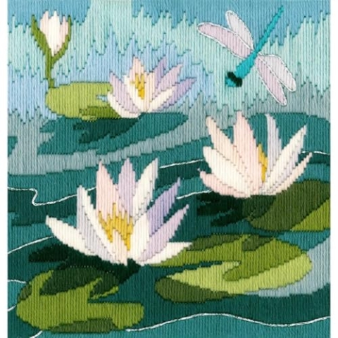 Bothy Threads The Home of Happy Stitching Langstich Set Motiv-Umrisse sind bedruckt Wasserlilien