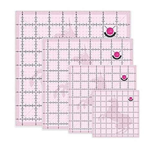 Tula Pink Hardware TPSQSET 4 Square Unicorn Lineal-Set, Kunststoff Metall