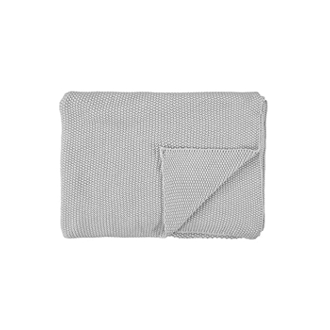 Marc O Polo Strick Dekokissen Plaid Nordic Knit Silver Plaid 130x170 cm