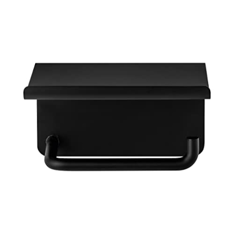 blomus Toilettenpapierhalter -MODO- mit Ablage Klopapierhalter für Badezimmer aus Edelstahl Schwarz (66456)
