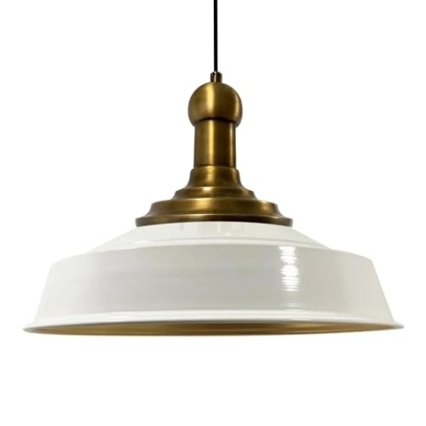 bamyum Asletl Long-Knob Hängelampe Industrial Vintage Ø41 cm, Küchenlampe Hängend Vintage, Pendelleuchte Esstisch Vintage, Hängelampe Esstisch, Wohnzimmerlampe Pendelleuchte Weiß Metall Küchenlampe