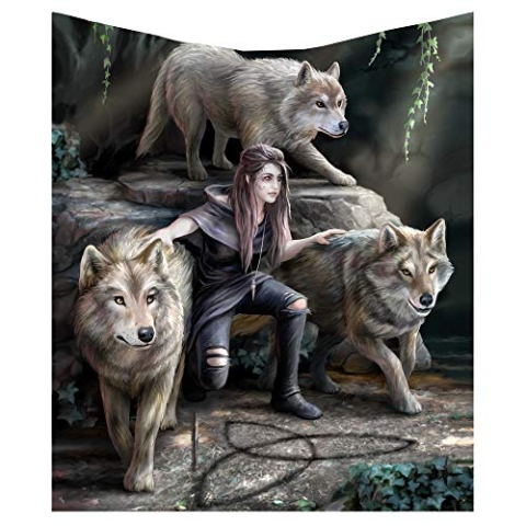 Nemesis Now, Braun Anne Stokes Power of Three Wolf Guardian Überwurf, Polyester, 160 cm