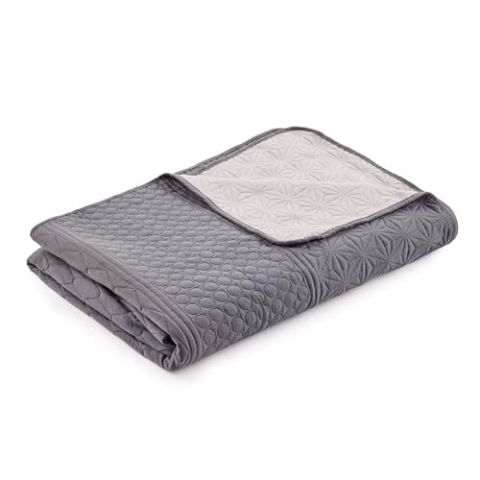 HOMELEVEL Tagesdecke Bett & Sofaüberwurf Bettüberwurf Sofa Tages Decken Betthusse XXL Decke Überwurf (240cm x 260cm, Hellgrau/Dunkelgrau gemustert)