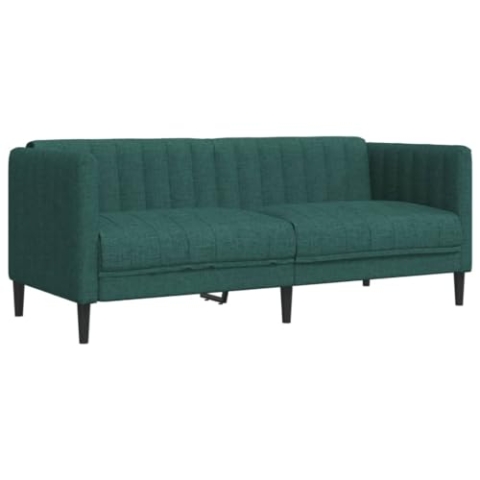 vidaXL Sofa 2-Sitzer, Couch mit Armlehnen Rückenlehne Stützbeine, Loungesofa für Wohnzimmer, Polstersofa Sofagarnitur, Modern, Dunkelgrün Stoff