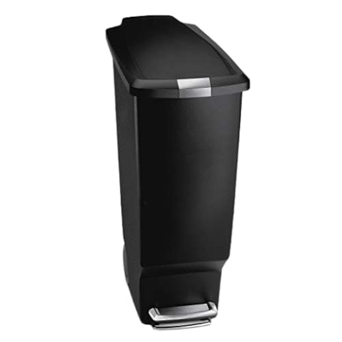 simplehuman CW1361 40 Liter, schmaler Treteimer, Mülleimer Küche, Abfalleimer, Mülltrennsystem, Mülltrennung, Recycling, schwarzer Kunststoff, Schwarz