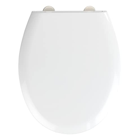 WENKO WC-Sitz Rieti, hygienischer Toilettensitz mit Absenkautomatik, stabiler WC-Deckel bis 350 kg belastbar, mit Fix-Clip Befestigung, aus antibakteriellem Duroplast, Weiß