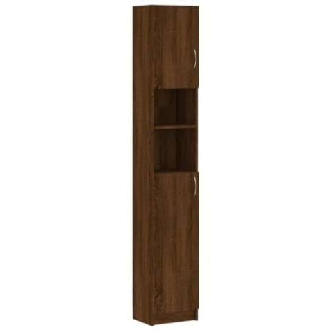 vidaXL Badezimmerschrank, Badschrank mit viel Stauraum, Schrank für Badezimmer, Hochschrank Bad Badmöbel, Braun Eichen-Optik Holzwerkstoff