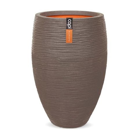 Capi Europe - Gefäß elegant Deluxe Rib NL - 51x72 - Warm Taupe - Öffnung Ø31 - Blumentopf für den Innen- und Außeneinsatz - Bruchsicher - 100% recycelbar - KWTR1138