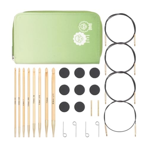 KnitPro Häkelnadel-Set aus Bambus, tunesisch, austauschbar (3,50–8,00 mm) – vielseitig für alle Ihre Häkelkreationen