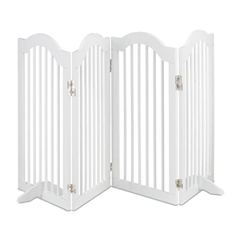 Relaxdays Absperrgitter, freistehendes Schutzgitter, H x B: 92 x 205 cm, klappbar, mit Füßen, Hunde, Kindergitter, weiß