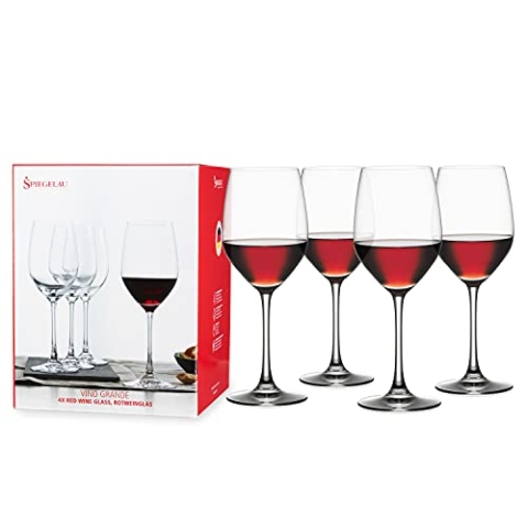 Spiegelau 4-teiliges Rotweinglas-Set, Weingläser, Kristallglas, 424 ml, Vino Grande, 4510271